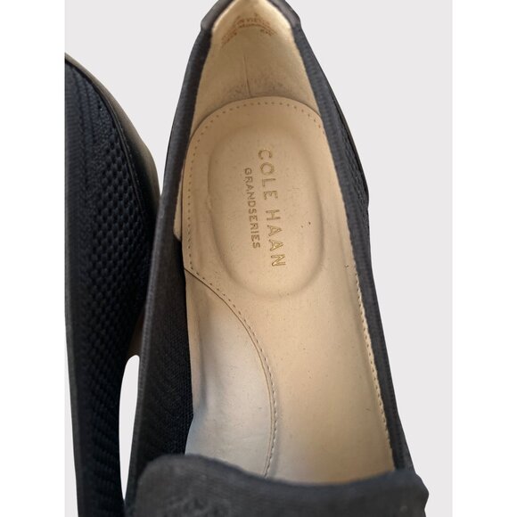 Cole Haan Womens Grandseries Loafers Size 7.5 Black Knit & Leather Slip-On - Picture 2 of 7